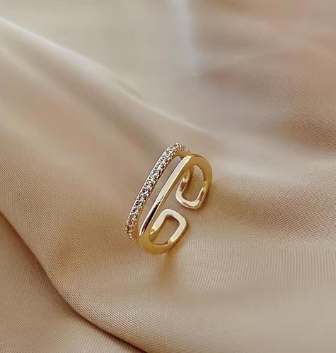 Ladies gold ring sparkly - gold, ring,