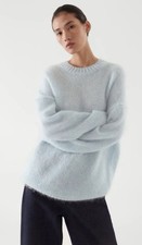 Cos Light Grey Wool & Mohair Crew Neck Oversized Jumper Sweater Size S