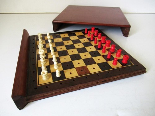 Antique english travel chess - antique,
