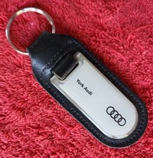 AUDI KEYRING BLACK LEATHER YORK AUDI GENUINE DEALER KEYFOB VGC