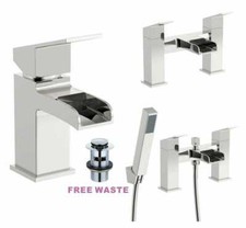 Waterfall Bathroom Taps Chrome Basin Mixer Bath Filler Shower Deck Tap Sets