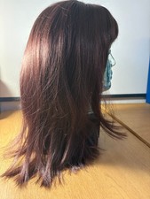 Mid-Length Synthetic Wig – Dark Auburn – 17” with Fringe – Excellent Condition