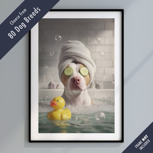 Funny dog bath print - in,
