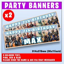2 PERSONALISED FORTNITE BIRTHDAY BANNERS ANY NAME & AGE  36x11" MULTI
