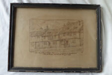 Antique HOLMES WINTER ETCHING OF ST ALBANS Old Jolly Maltster & Post Boy Taverns