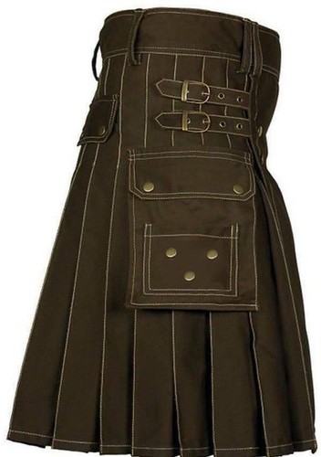 Brown utility kilt for men - utility,