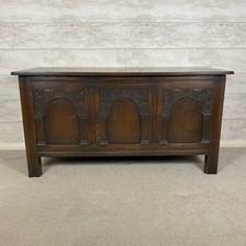 Quality Vintage Solid Oak Wood Traditional Blanket Box Chest Trunk Coffee Table