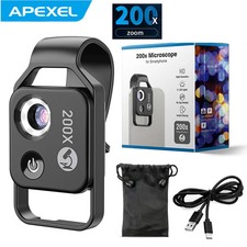 100X/200X Microscope Phone Lens with Phone Clip Plant Insect Zooming White/Black