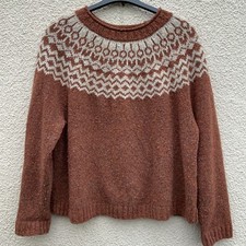 SEASALT Jumper TOP Port Kinnis Fair Isle Merino BROWN MARL NORDIC HERITAGE 16 
