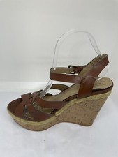 Red Herring Womens Brown Leather Wedge Sandals Size 6( Z47).