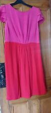 Pink, Red Colour Block Silk Dress Size 12