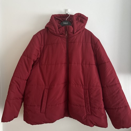 Womans dark red puffer - m&s,
