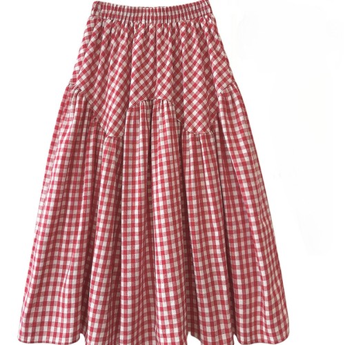 Women plaid midi skirt - women, elasitc