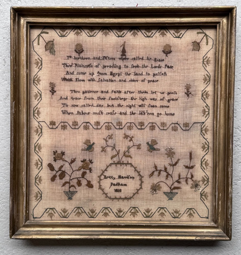 Antique silkwork sampler - silkwork, early