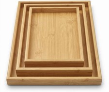 3PCS Wooden Trays Set Bamboo