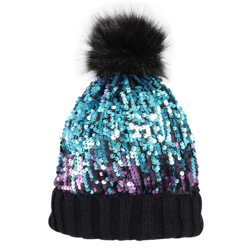 Women sequin knitted beanie - sequin,