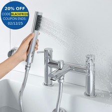 Modern Bathroom Bath Shower Mixer Tap Brass Handset & Hose Deck Mounted Chrome
