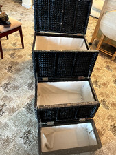Set of 3 rattan style storage