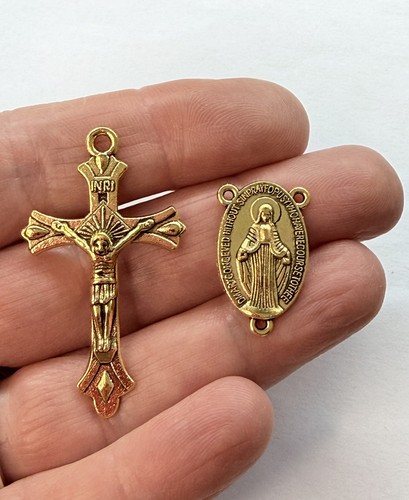 Golden rosary cross and - golden,