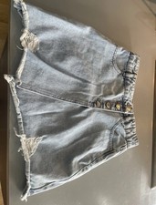 Candy Couture Distressed Girls Denim Skirt Age 12 Button Front