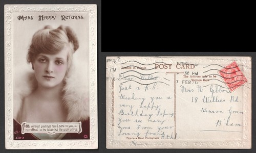 Rppc greetings embossed real - greetings,