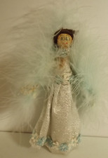 Vintage peg doll - Lady in evening wear & feathers - good condition