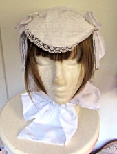 Victorian Edwardian Maid Cap White Tie Up Pretty Lace Lolita Bo Peep Cosplay