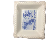 Shredded Wheat Cereal Bowl VTG 92 Rectangular 100 Anniversary Blue Harvest Scene