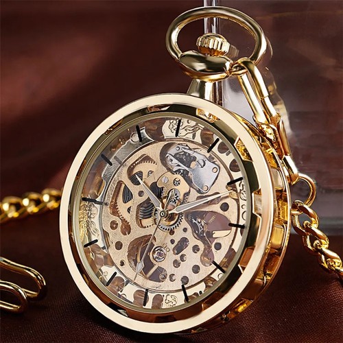 Vintage skeleton pocket watch - skeleton,