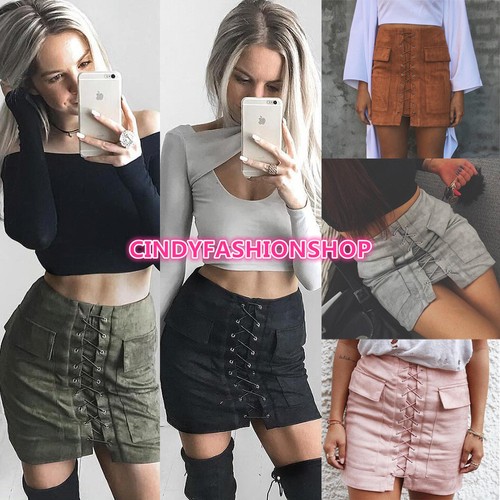New women suede skirt lace - new,