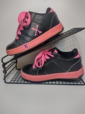 GIRLS SIDEWALK SPORTS HEELYS X UK 12 EU 31 BLACK PINK LACE UP ROLLER SKATE SHOES