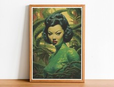 Green Kitsch Lady 02 Art Print
