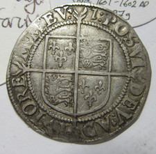 Elizabeth I Hammered Silver Shilling 7th Issue 1601-02 Bust 6B MM 1, 5.87g S2584