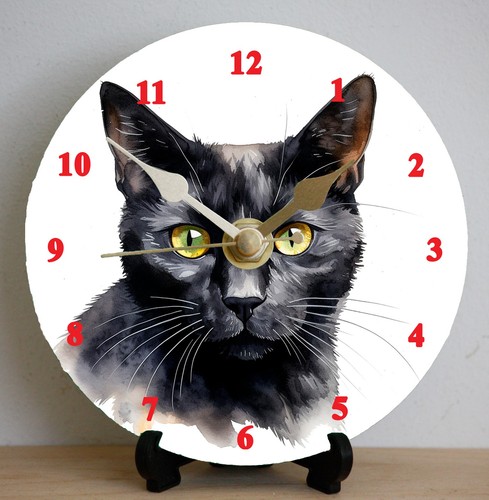 Black cat clock diy 12cm - -,