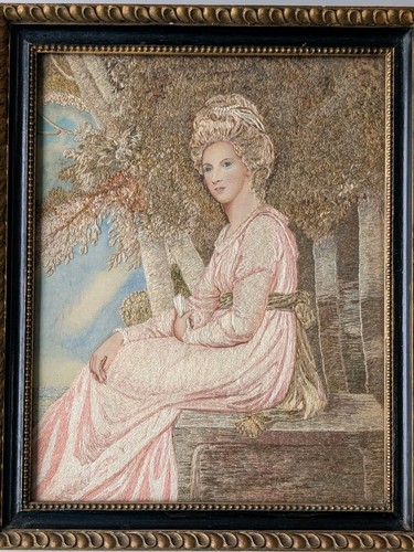 Vintage c1945 silk embroidered - vintage,