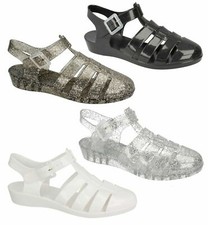 Ladies Spot On Jelly Shoes Closed Toe Low Wedge Sandals UK Sizes 3 - 8 : F1R0320