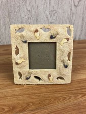 Nautical Beach Seashell Resin Photo Frame Square 2.5" Coastal Home Decor
