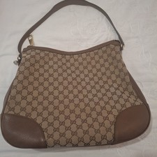 GUCCI BROWN CANVAS LEATHER