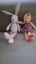 Moulin Roti Le Grande Famille Plush Rabbit Silvain And Hen Felicie French Toys