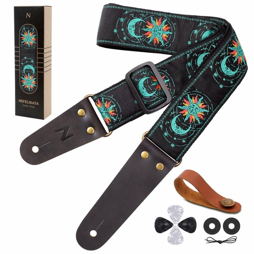Guitar sun moon embroidery - guitar,