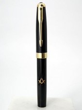 Black and Gold Masonic Gel Pen with Square & Compass symbol -Gift for Freemasons