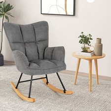 Linen Nursery Rocking Chair
