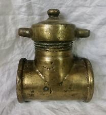 Vintage T-Shaped Cast Brass Threaded Pipe fitting, Large Guard, Male, Female
