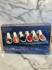 Still boxed 7 piece tapas set on a slate tray 