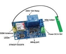 1 Channel Relay Module SMS GSM Remote Control Switch SIM800C STM32F103CBT6