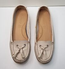 M&S FOOTGLOVE 4.5UK EUR37.5 WOMENS CREAM LEATHER MOC TOE LOAFER COMFORT SHOES