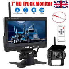 7" LCD Monitor Wireless Car Reversing Camera For Bus Truck Van Rear View Kit UK