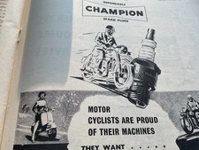 VESPA LAMBRETTA CYCLEMOTOR MOPED CHAMPION SPARK PLUGS. MOTORCYCLE 1956 ARTICLE.