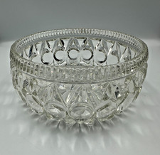 Vintage Cut Glass Fruit Bowl Heavy 20cm Decorative Retro Tableware Centerpiece