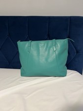 Radley Women’s Leather Large Zip Tote Bag Mint Green Turquoise Blue Aqua